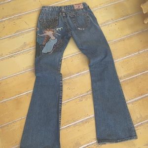 Rare embroidered mermaid true religion jeans sz 26
